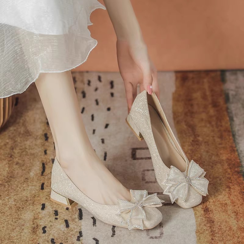Slingback Pumps Women - Женские осенние вечерние низкие свадебные туфли