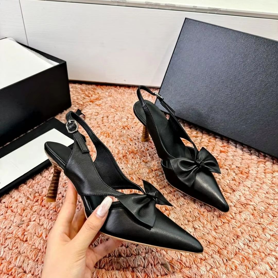 Slingback Pumps Women - Элегантные туфли-слингбэки с бантом, женские туфли