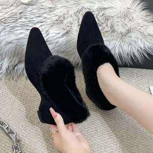 Women Shoes Winter - Платформенные туфли с флисовой подкладкой, заостренным